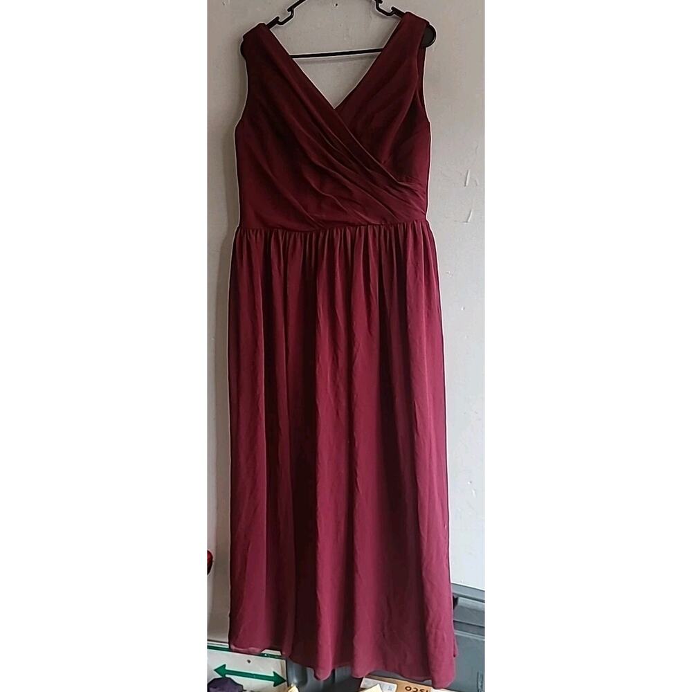 Womens size 20 burgundy bridesmaid dress formal sleeveless chiffon surplice wrap